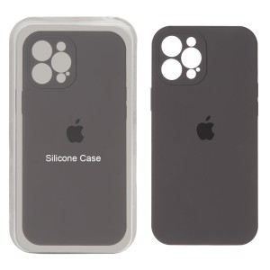 قاب سیلیکونی پاک کنی محافظ لنزدار اورجینال Apple iPhone 12 Pro Max - ذغالی (پک اصلی)