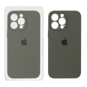 قاب سیلیکونی پاک کنی محافظ لنزدار اورجینال Apple iPhone 14 Pro Max - سبز زیتونی تیره (پک اصلی)