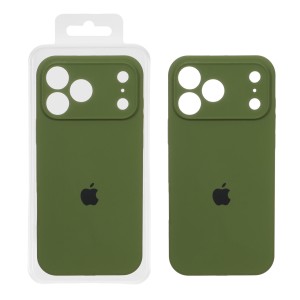 قاب سیلیکونی پاک کنی محافظ لنزدار اورجینال Apple iPhone 17 Pro Max - سبز زیتونی (پک اصلی)