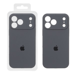 قاب سیلیکونی پاک کنی محافظ لنزدار اورجینال Apple iPhone 17 Pro Max - ذغالی (پک اصلی)