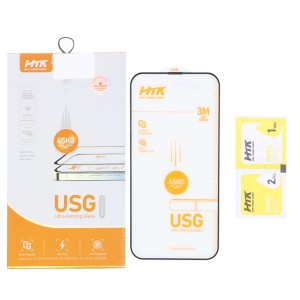 محافظ صفحه نمایش شیشه ای Full Cover USG 45KG - HTK مدل Apple iPhone 13 Pro Max / iPhone 14 Plus (پک دار)