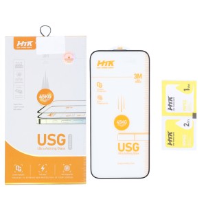 محافظ صفحه نمایش شیشه ای Full Cover USG 45KG - HTK مدل Apple iPhone 16 Pro Max (پک دار)
