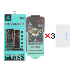 محافظ صفحه نمایش شیشه ای اورجینال Full Cover ESD Anti Static - Akam Magic Glass Box مدل Apple iPhone 15 Pro Max به همراه دستمال (پک 3 عددی)