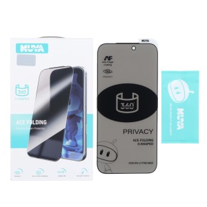 محافظ صفحه نمایش شیشه ای Full Cover MUVA 360 ESD Anti Static Privacy مدل Apple iPhone 17 Pro Max (پک دار)