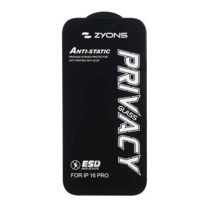 محافظ صفحه نمایش شیشه ای Anti Static - ESD Zyons Privacy مدل Apple iPhone 17 / iPhone 16 Pro