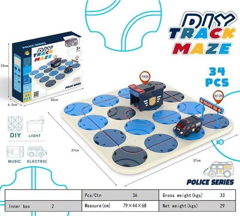 پازل ماشين مارپيچ  به همراه موزیک و چراغ مدل پلیس 52 تکه