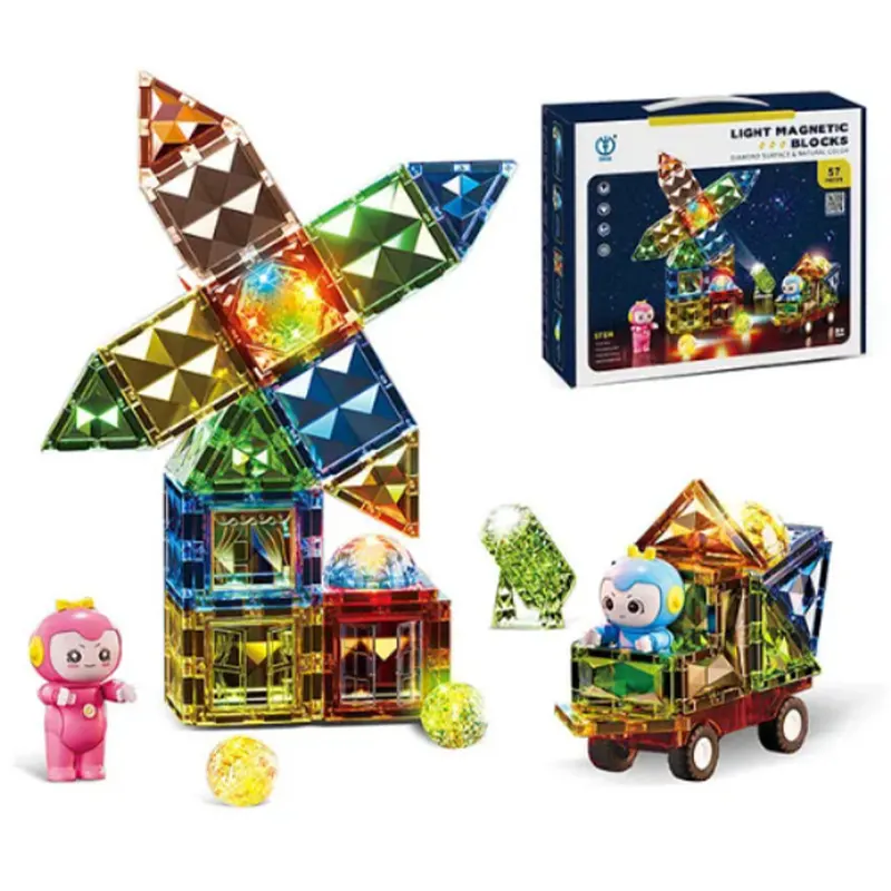 پلی مگنت طرح لگو چراغدار 57 تکه