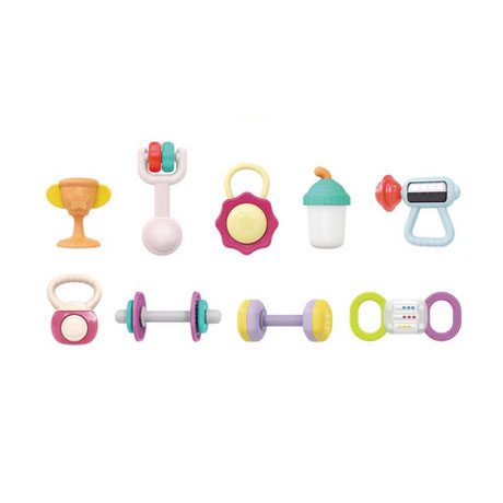 ست جغجغه و دندان‌گیر نوزاد هولا 9 عددی