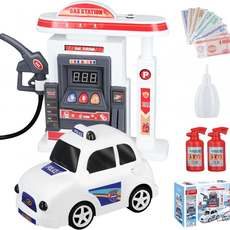 پمپ بنزین اسباب بازی به همراه ماشین پلیس
