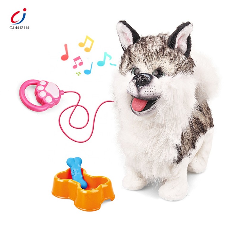 عروسک سگ کنترلی هاسکی مدل Furry Pets با قلاده و ظرف غذا – عروسک موزیکال و متحرک کودک
