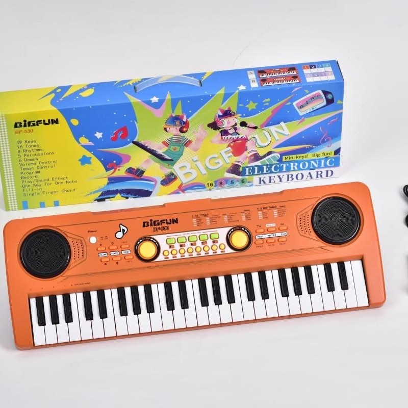ارگ ۴۹ کلید بیگ فان (Bigfun) مدل BF-530 به همراه میکروفون (رنگ نارنجی)