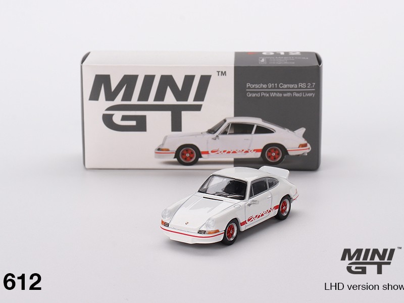 ماکت ۱:۶۴ پورشه 911 Porsche 911 Carrera RS 2.7 Grand Prix White with Red Livery  ,Mini GT