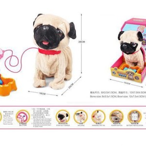 عروسک سگ کنترلی مدل Pug Puppy – عروسک متحرک و موزیکال با قلاده کنترلی