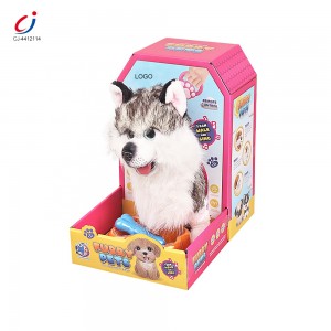 عروسک سگ کنترلی هاسکی مدل Furry Pets با قلاده و ظرف غذا – عروسک موزیکال و متحرک کودک