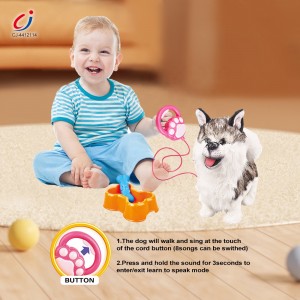عروسک سگ کنترلی هاسکی مدل Furry Pets با قلاده و ظرف غذا – عروسک موزیکال و متحرک کودک