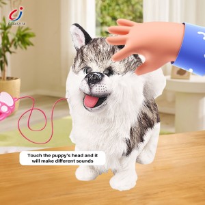 عروسک سگ کنترلی هاسکی مدل Furry Pets با قلاده و ظرف غذا – عروسک موزیکال و متحرک کودک
