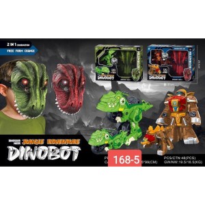 ماسک و ربات دایناسور تبدیل‌شونده مدل Dinobot 168-5 طرح 2in1 با قابلیت تغییر حالت