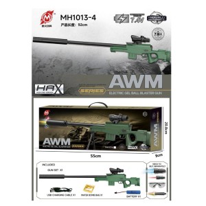 تفنگ اسنایپر اسباب بازی تیر ژله‌ای برقی مدل AWM MH1013-4 با برد بالا و باتری 7.4 ولت
