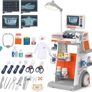 ست پزشکی و دندانپزشکی کودک Medical Trolly چراغ‌دار و موزیکال