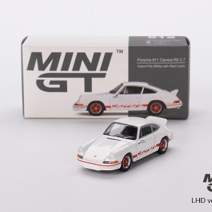 ماکت ۱:۶۴ پورشه 911 Porsche 911 Carrera RS 2.7 Grand Prix White with Red Livery  ,Mini GT