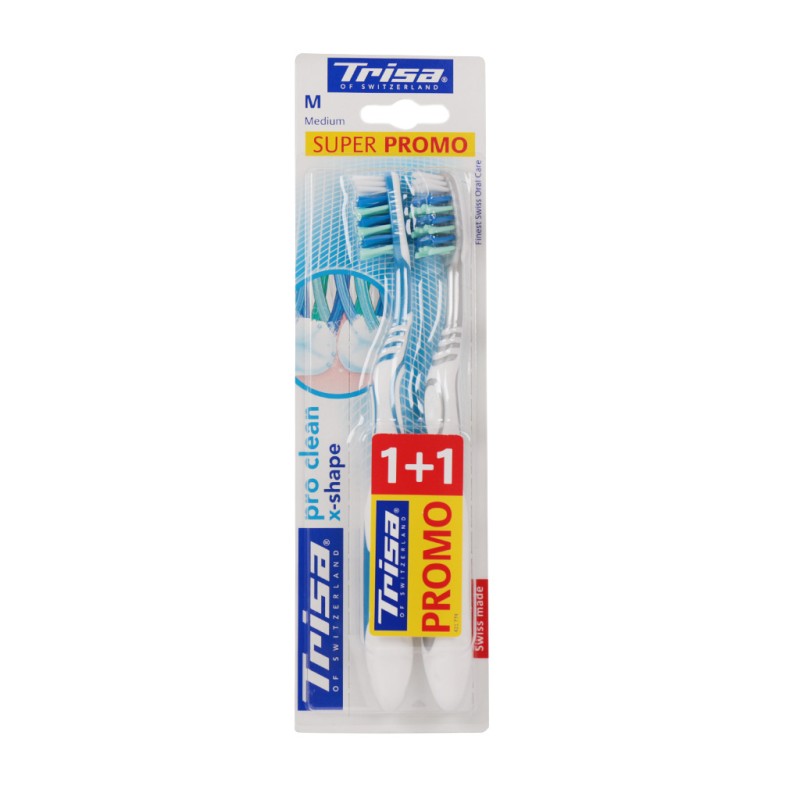 مسواک دوتایی سوپر پرومو مدل پروکلین ایکس شیپ تریزاTrisa Super Promo Pro Clean X Shape Dual Toothbrush