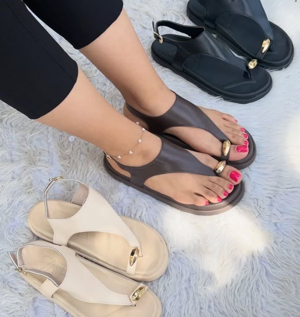 فرووش  ویژه صندل تابستانه زنانه دخترانه رنگ قهوه ای انگشتی  با طراحی شیک و قیمت اقتصادی با کیفیت عالی باارسال رایگان