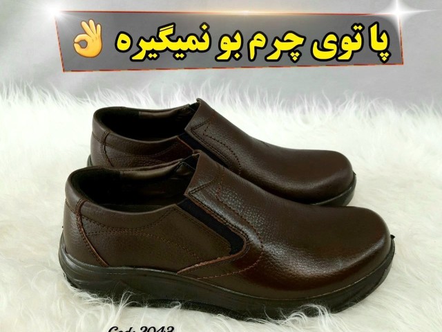 هدیه روز پدر کفش مجلسی مردانه چرم طبیعی  تبریز زیره پیو طبی صدرصد کیفیت عالی قهوه ایی