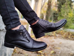 خرید اینترنتی کفش نیم بوت مردانه چرمی بندی زیپی  طبی مدل گلد اصفهان  واکس خور شیککک