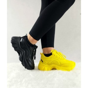 خرید اینترنتی اصفهان تکی از تولیدی کفش شیک کتونی اسپرت زنانه دخترانه زنانه مدل یاموتا  زیره پیو راحت  مشکی