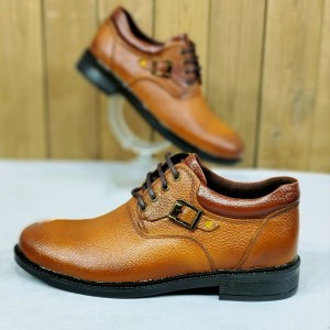 حراج ویژه  کفش مجلسی مردانه چرم طبیعی تبریز طبی مشکی سگکی با ارسال رایگان کد 2340