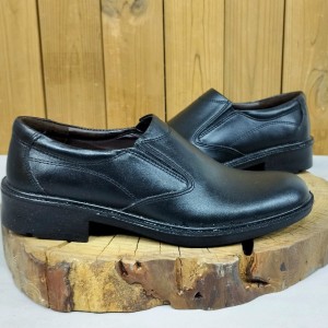 حراج ویژه  کفش مجلسی مردانه چرم طبیعی تبریز طبی مشکی سگکی با ارسال رایگان کد 2340