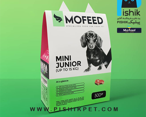 غذای سگهای نژاد کوچک جوان با گوشت تازه طیور 500 گرمی MOFEED مفید MINI JUNIOR