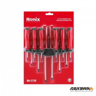 مجموعه 12 عددی پیچ گوشتی و پیچ گوشتی ساعتی رونیکس مدل RH-2728