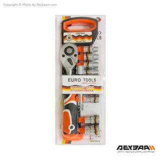 مجموعه 12 عددی آچار بکس یورو تولز مدل CHROME