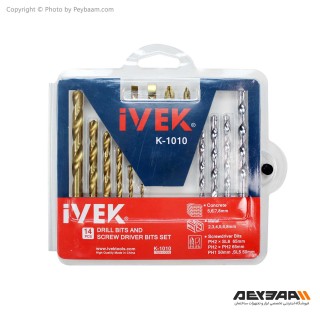 مجموعه 14 عددی سری پیچ گوشتی و مته ایوک مدل K-1010