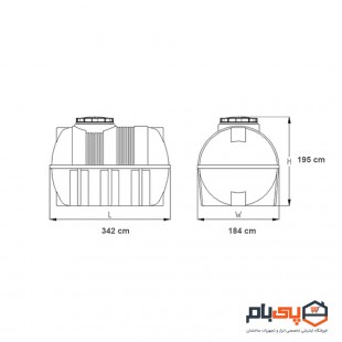 مخزن آب افقی طبرستان حجم 8500 لیتر مدل 1031551