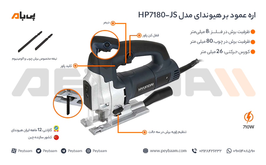 اینفوگرافی اره عمودبرهیوندای مدل HP7180-JS