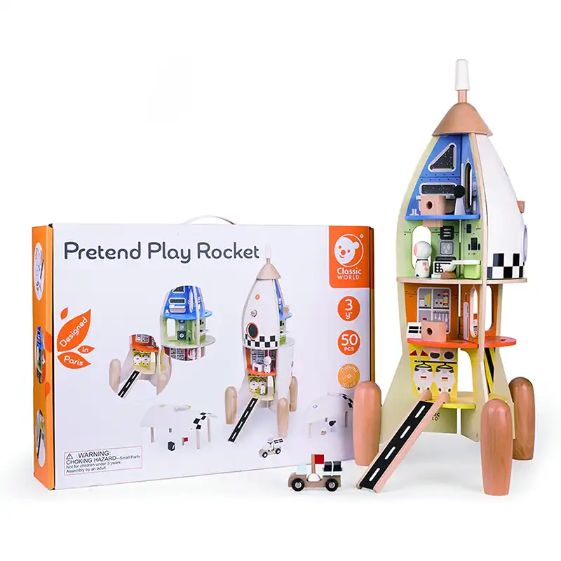 استند چوبی کلاسیک ورلد طرح راکت فضایی Pretend Play Rocket classic world کد 50528