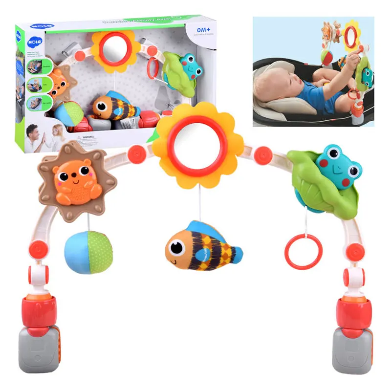 آویز کالسکه و کریر نوزاد طرح حیوانات هولی تویز huile toys کد E278