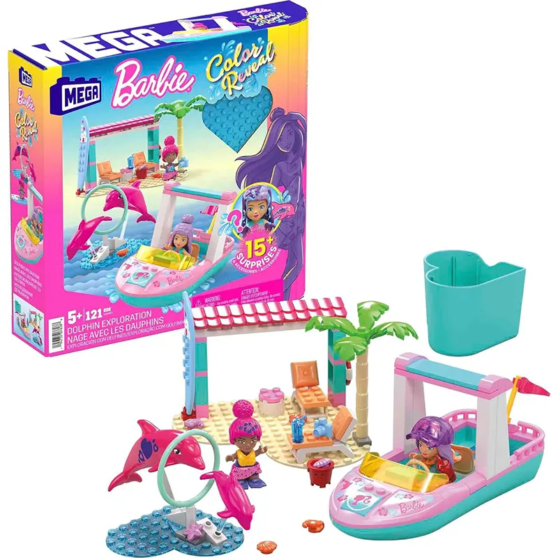 اسباب بازی لگو باربی 121 تکه مدل Barbie Color Reveal Dolphins کد HHW83