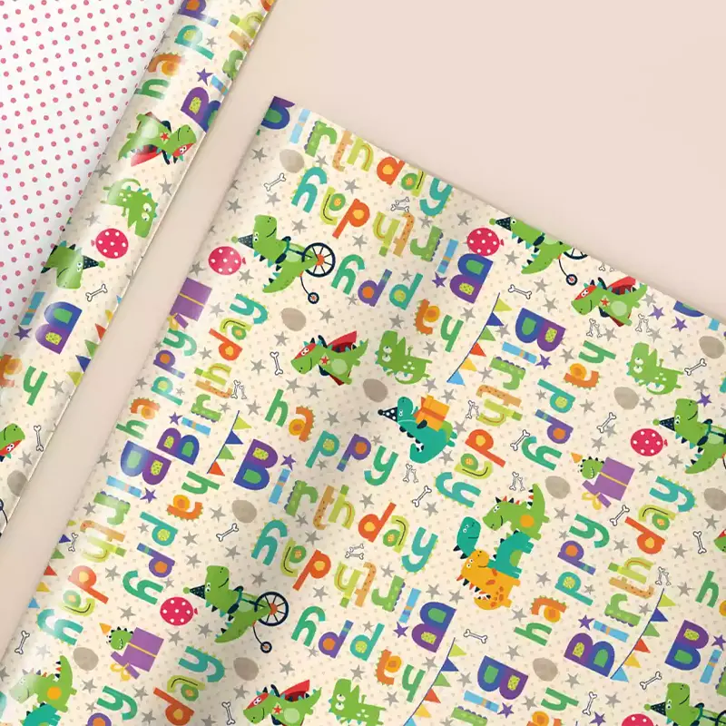 کاغذ کادو یک رو طرح دایناسور کد 2011001179