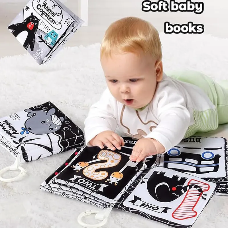 کتاب پارچه ای آموزشی سیاه و سفید مدل حیوانات دریایی کد 665362