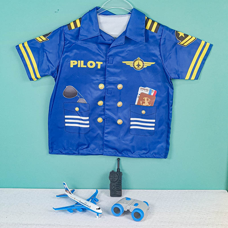 لباس مشاغل کودک مدل خلبان سورمه ای با لوازم کد PD2524