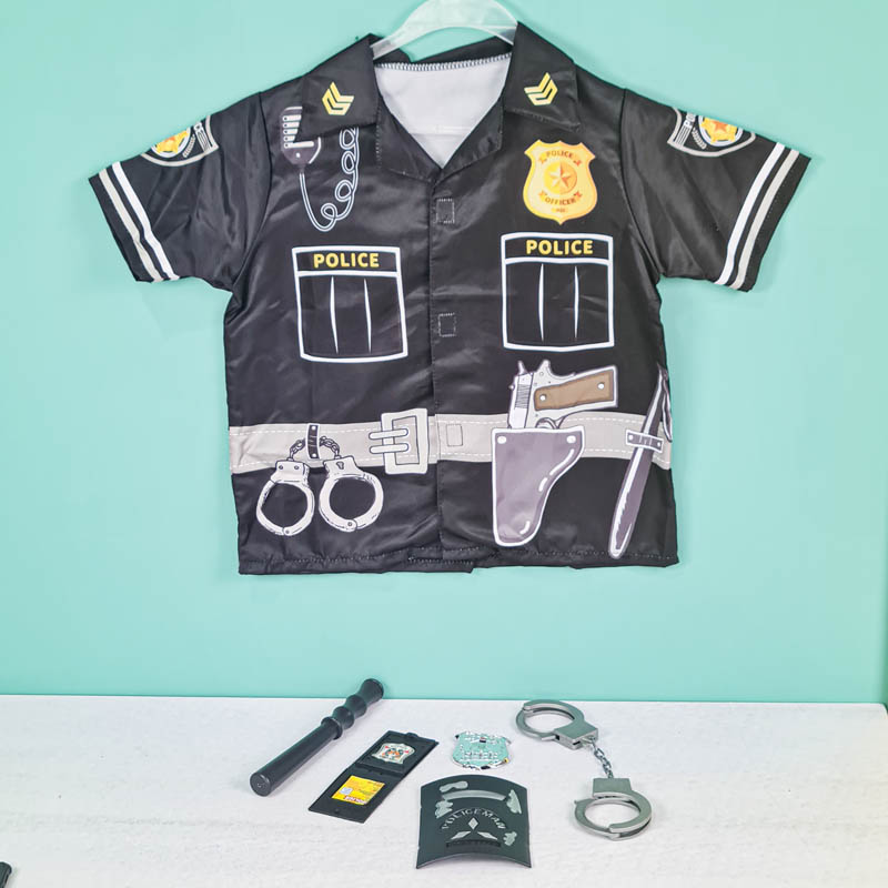 لباس مشاغل کودک مدل پلیس مشکی با لوازم کد PD2515
