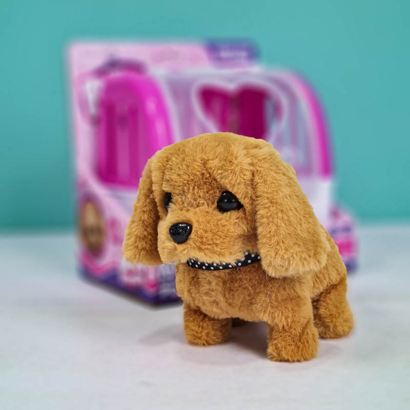 عروسک پولیشی سگ رباتیک با قفس رنگ قهوه ای کد P/66711/D