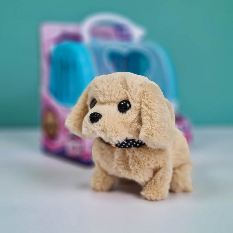 عروسک پولیشی سگ رباتیک با قفس رنگ گلد کد P/66711/C