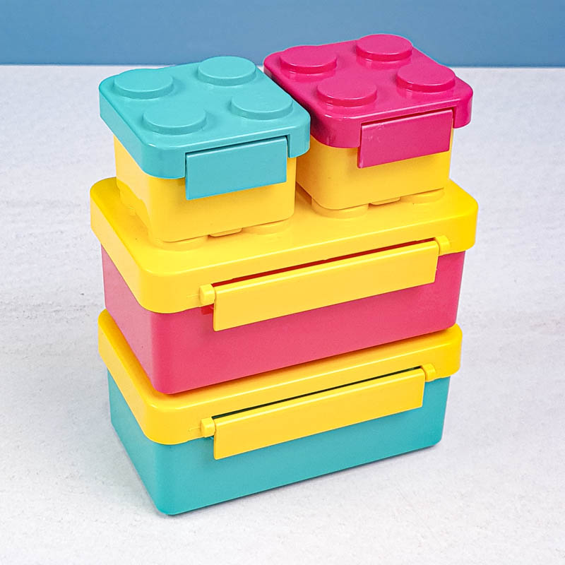 ظرف غذای 4 قسمتی لیلیان طرح لگو رنگ سرخابی سبزآبی کد P/82143/B