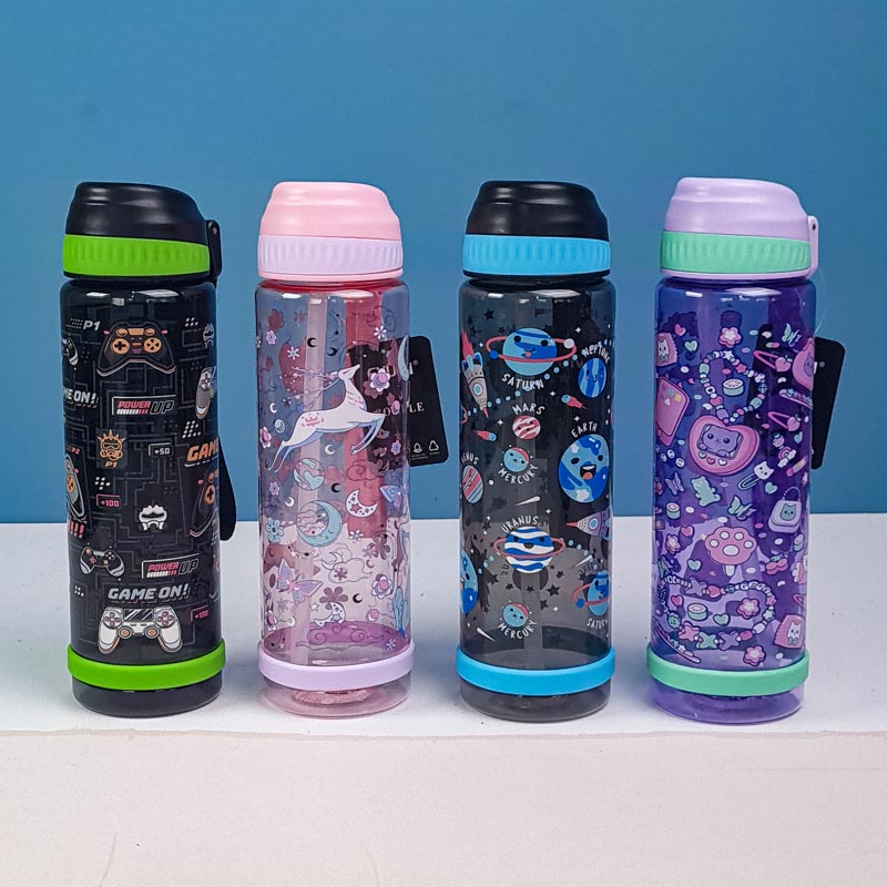 قمقمه نی دار فانتزی 750 میلی لیتر شفاف کد YY7003