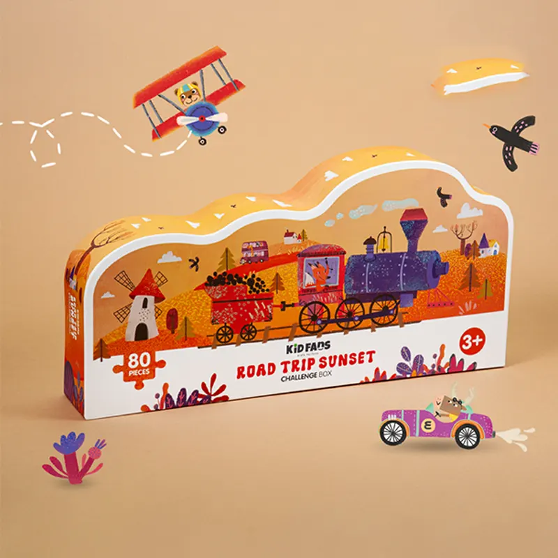 پازل کودک 80 تکه مدل قطار KID FANS ROAD TRIP SUNSET  کد KS2446