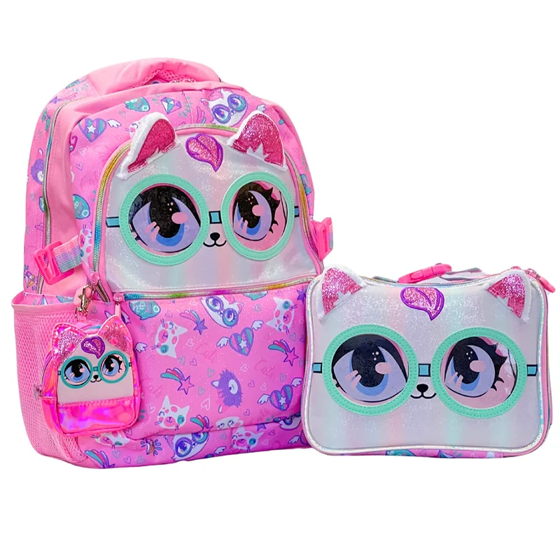 ست کوله پشتی و لانچ بگ کودک وست VEST طرح گربه کد P/U2092/B